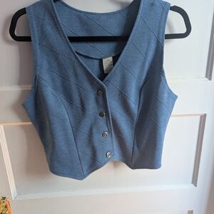 Blue Button-Up Women's Top
